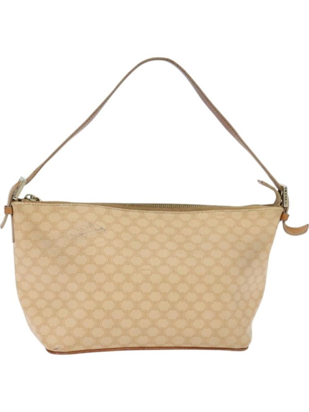 CELINE Macadam Canvas Shoulder Bag Beige Gold
